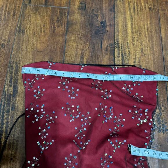 90s red and silver sequin mesh lace up dress - Picture 7 of 7